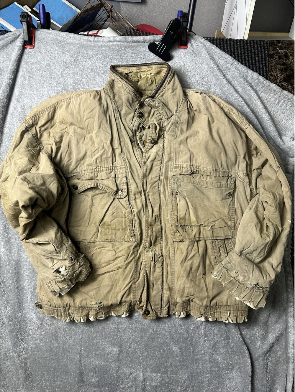 Vintage 90s Pacific Trail Jacket XL Heavily Distressed Grunge Workwear Thrashed